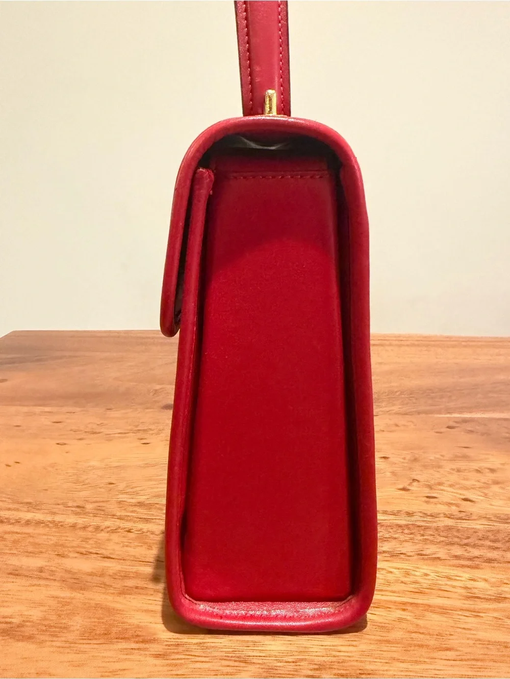 Authentic Céline Paris Red Leather Top Handle & Crossbody Bag